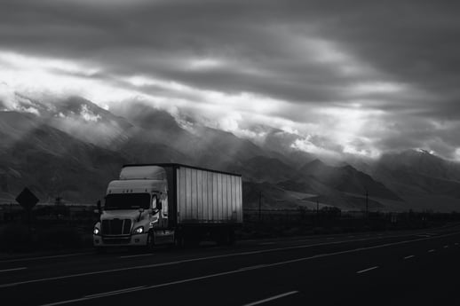 BW truck driving on freeway
